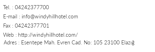 Windy Hill Hotel telefon numaralar, faks, e-mail, posta adresi ve iletiim bilgileri